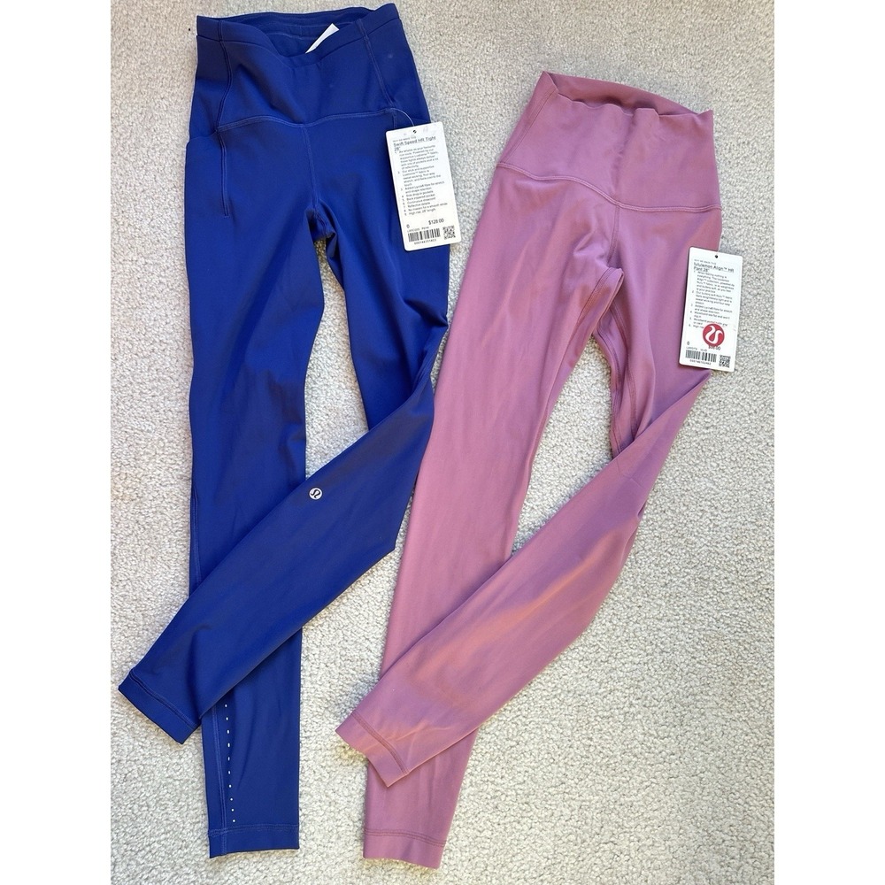 Lot 2 Size 0 NWT Lululemon-  $128 Swift Speed HR Tight Indigo + $98 Align HR